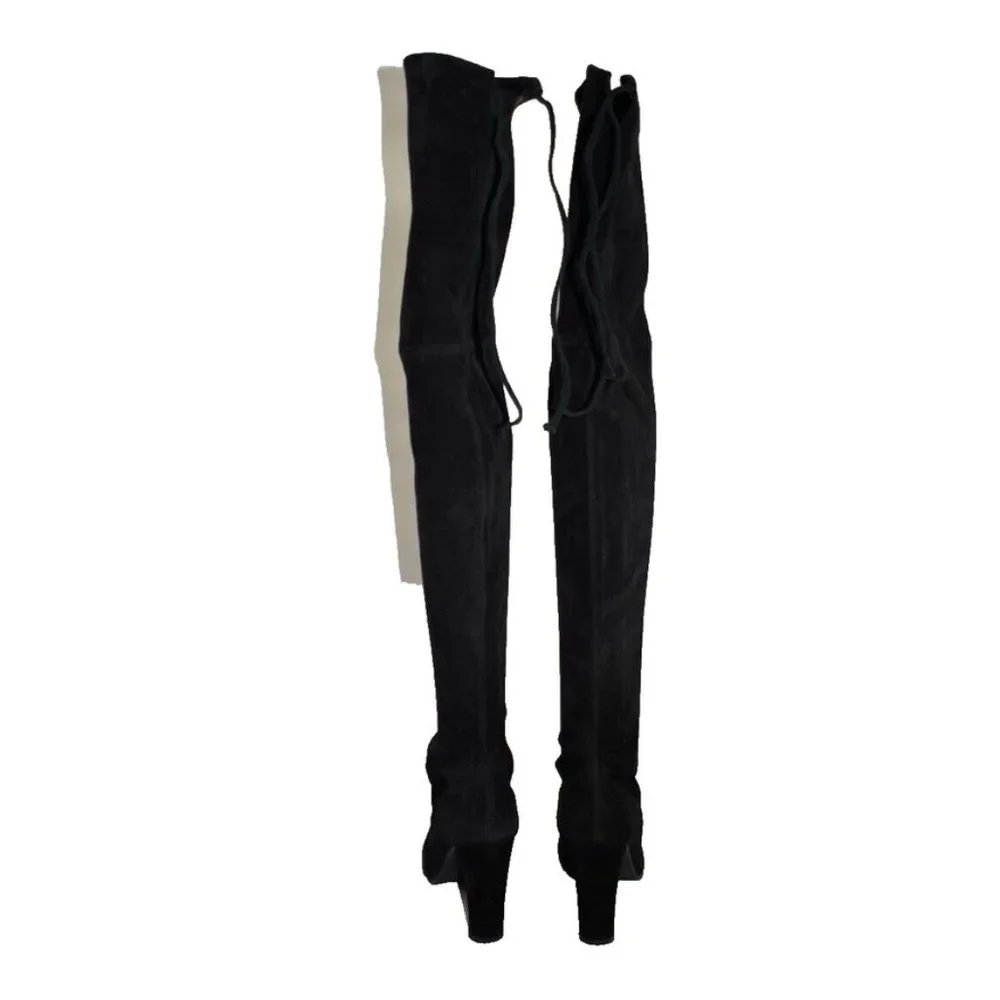Stuart Weitzman Highland OTK Stretch Suede Boot Black Size 8.5 M MSRP $950 DD380 - Picture 8 of 11